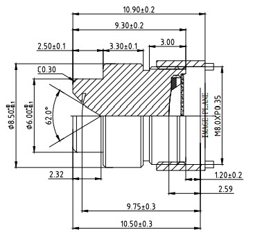 Ø8.0(AA) EFL4.32mm 자동차 디지털 피로 모니터링 렌즈 1.3MP/2MP 고화질 자동차 렌즈